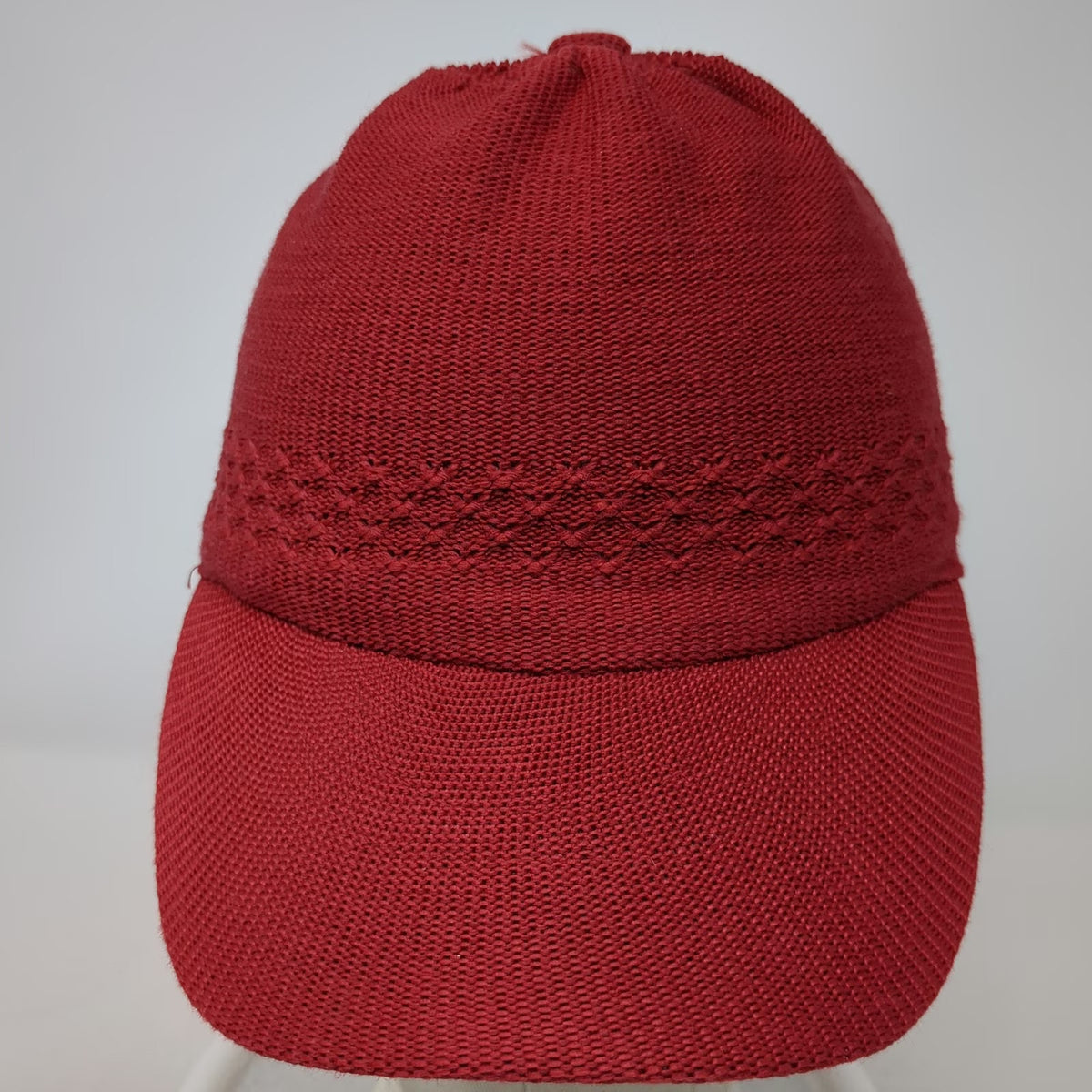 Baseball Cap Red One Size Knit Strapback Textured Crown Pattern Casual Hat