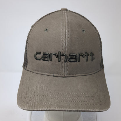 Carhartt Spell Out Snapback Trucker Hat Brown One Size Solid Mesh Back