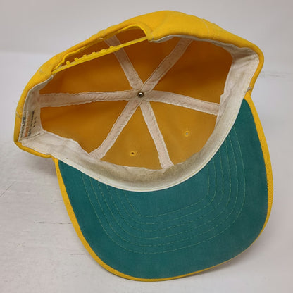 Trucker Hat Yellow Snapback Mesh Back Green Underbrim Solid Plain Blank Vintage
