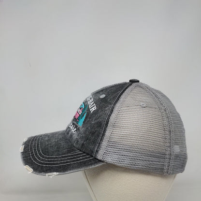 Camping Hair Don't Care Strapback Trucker Hat Gray One Size Katydid