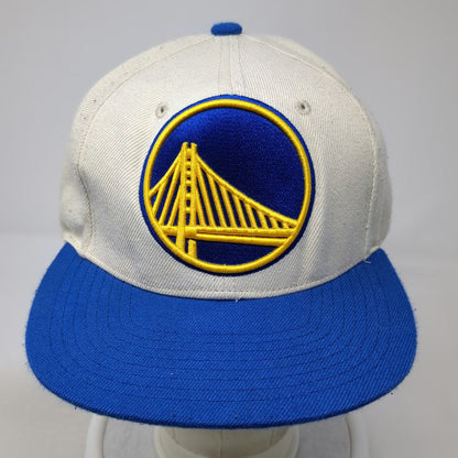 Golden State Warriors NBA Mitchell & Ness Snapback Hat White Blue One Size Flat