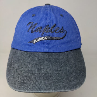 Distinctive Headwear Men's Strapback Hat Blue Embroidered Naples Florida Logo