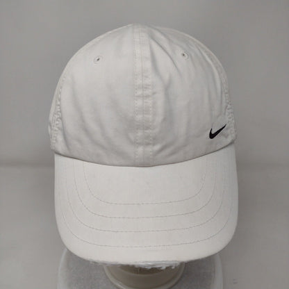 Nike Strapback Hat White OSFA Adjustable Embroidered Swoosh Logo 6 Panel