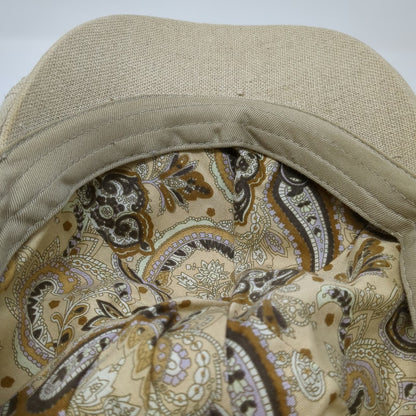 Vintage Crown Co Newsboy Cap Beige M Linen Cotton Paisley Lining Fitted Hat