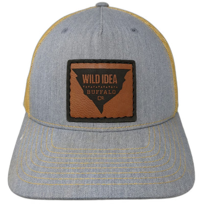 Richardson Trucker Hat Gray Yellow One Size Mesh Back Snapback Buffalo Co Patch