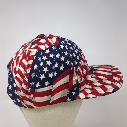 USA Flag Stars & Stripes Strapback Hat Multicolor One Size Patriotic Cotton