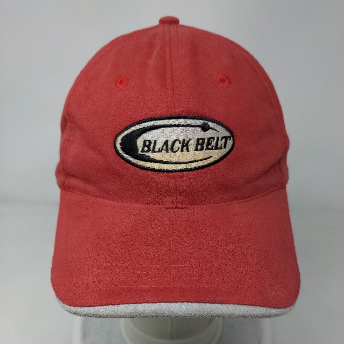 Black Belt Slideback Hat Red OSFA Adjustable Embroidered Vented Holes Polyester