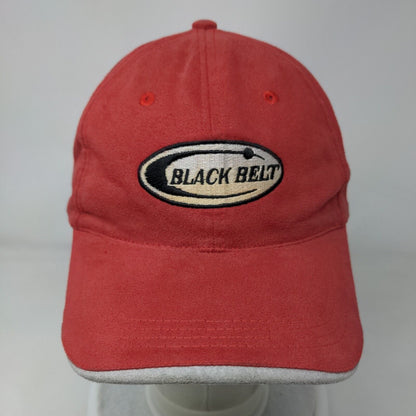 Black Belt Slideback Hat Red OSFA Adjustable Embroidered Vented Holes Polyester