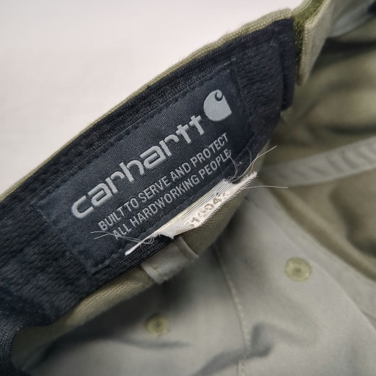 Carhartt Baseball Cap Green One Size Canvas Leather Patch Adjustable Strap Hat