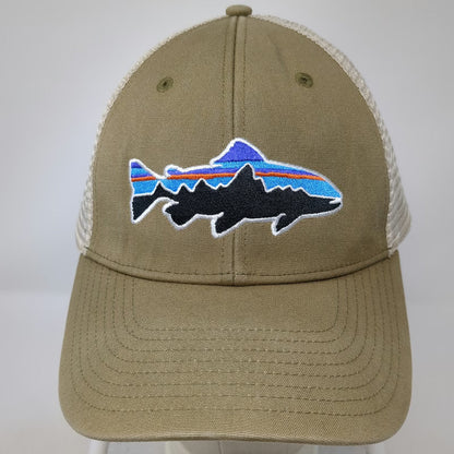 Patagonia Trucker Hat Brown One Size Mesh Back Fitz Roy Trout Fish Logo Snapback