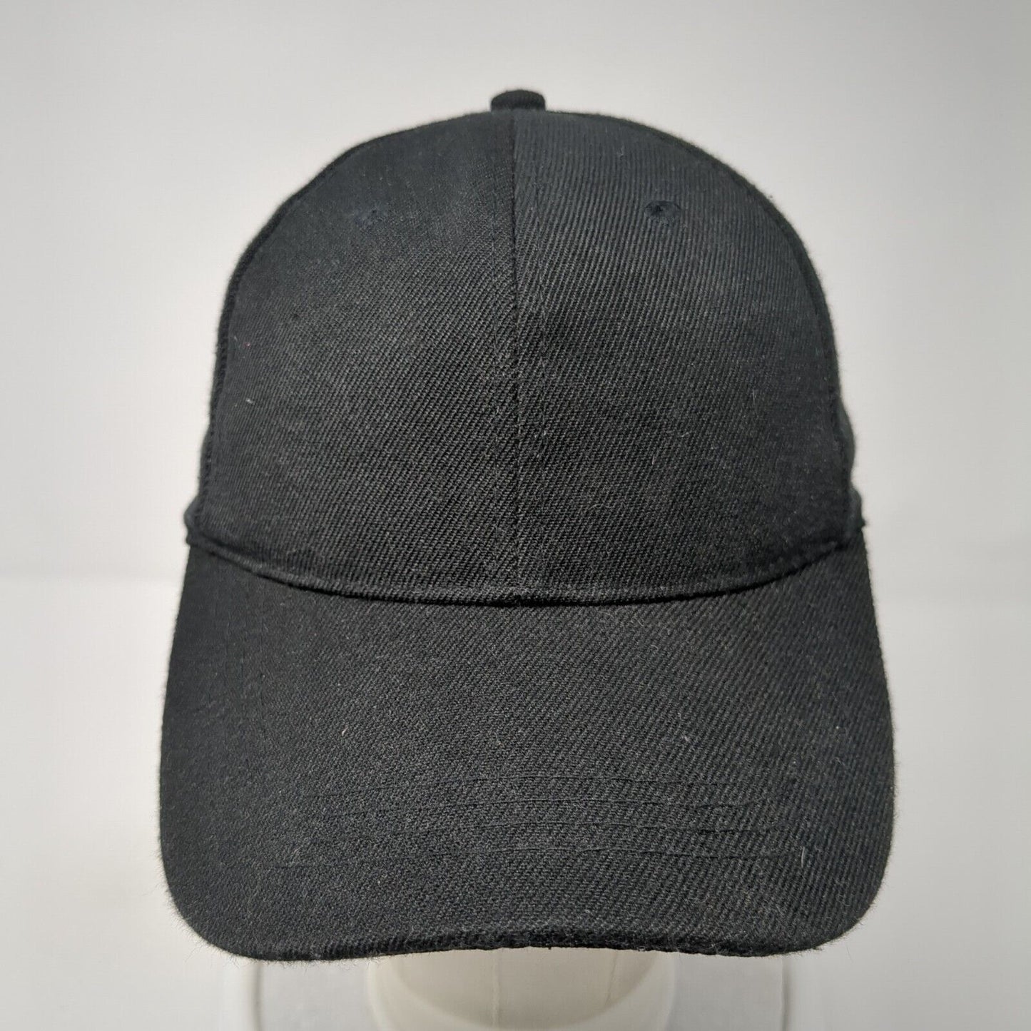 Unbranded Strapback Hat Black One Size Adjustable 6 Panel Blank Polyester