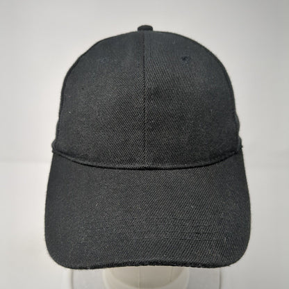 Unbranded Strapback Hat Black One Size Adjustable 6 Panel Blank Polyester