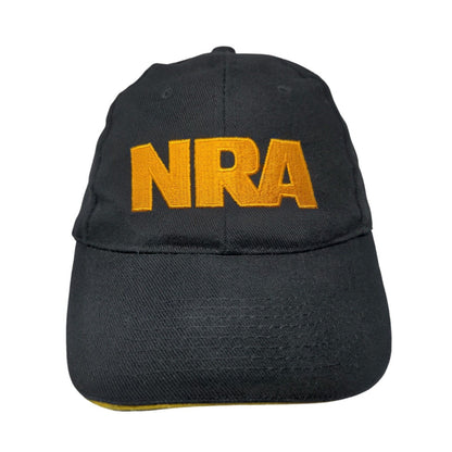 NRA Strapback Hat Black One Size Adjustable Embroidered American Flag