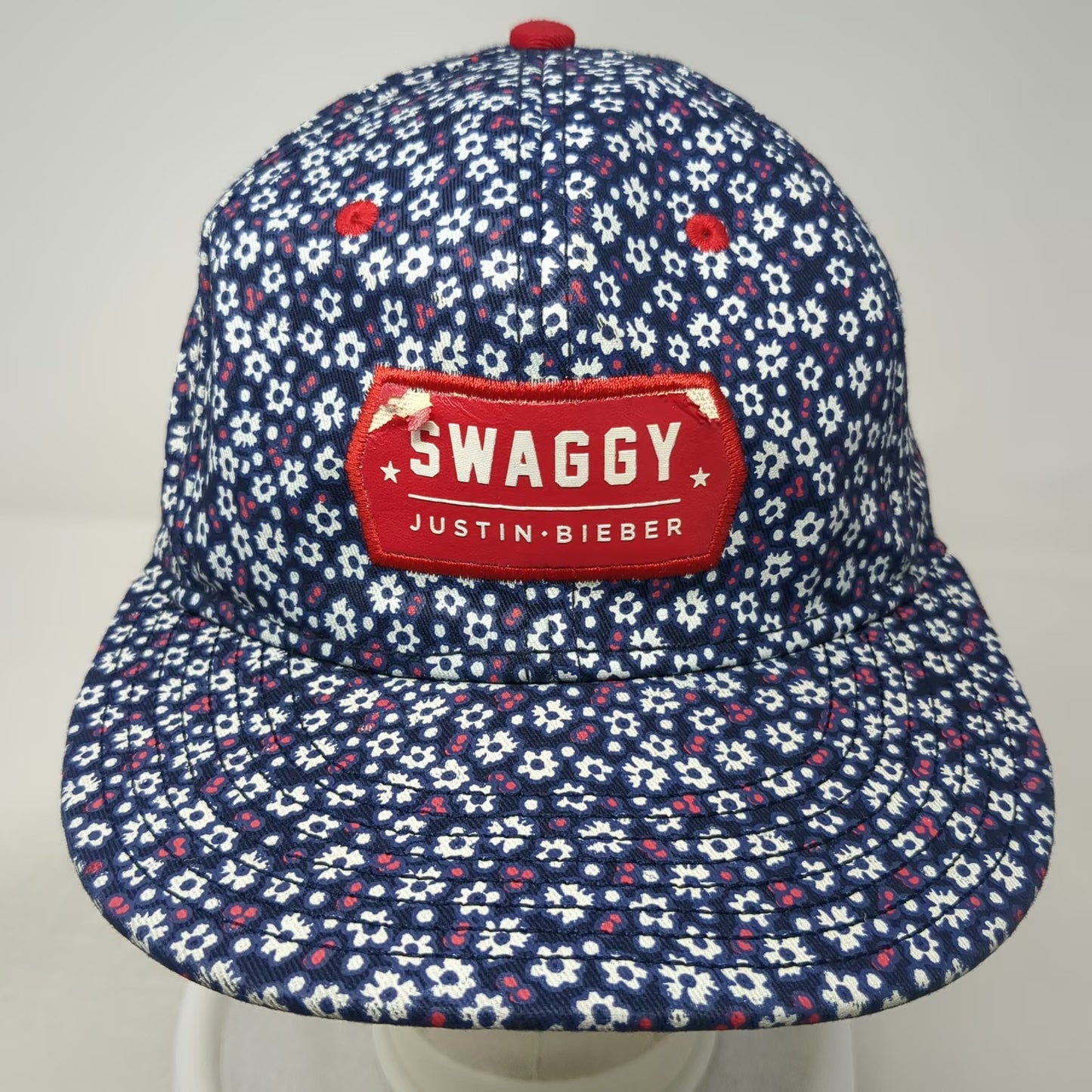 Justin Bieber Snapback Blue White Red OS Floral Swaggy Print Patch Logo Hat
