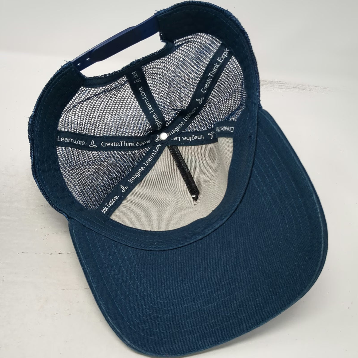 Prana Trucker Hat Blue One Size Mesh Back Tropical Pattern Snapback Curved Brim