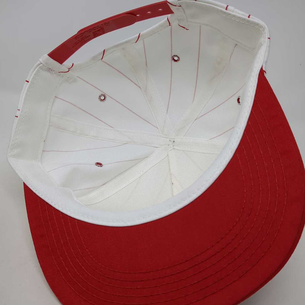 K-Products 5 Panel White Red Blue OS Pinstripe FSC Patch Snapback Flat Brim Hat
