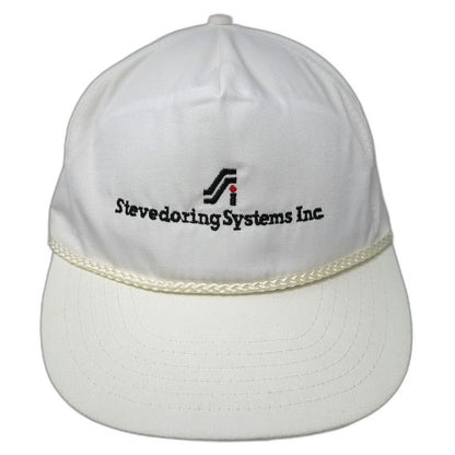 White 5 Panel One Size Stevedoring Systems Inc Corporate Logo Rope Snapback Hat