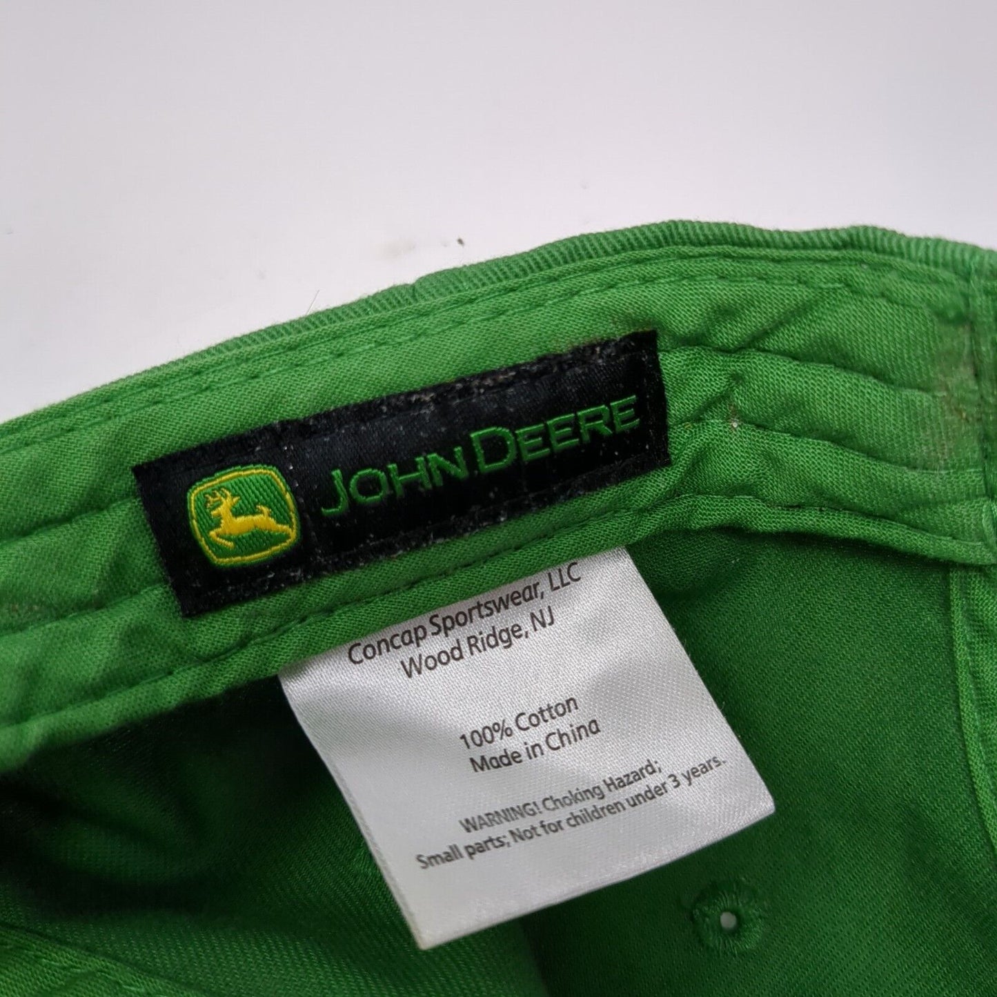John Deere Strapback Hat Green One Size Adjustable Embroidered 6 Panel Cotton