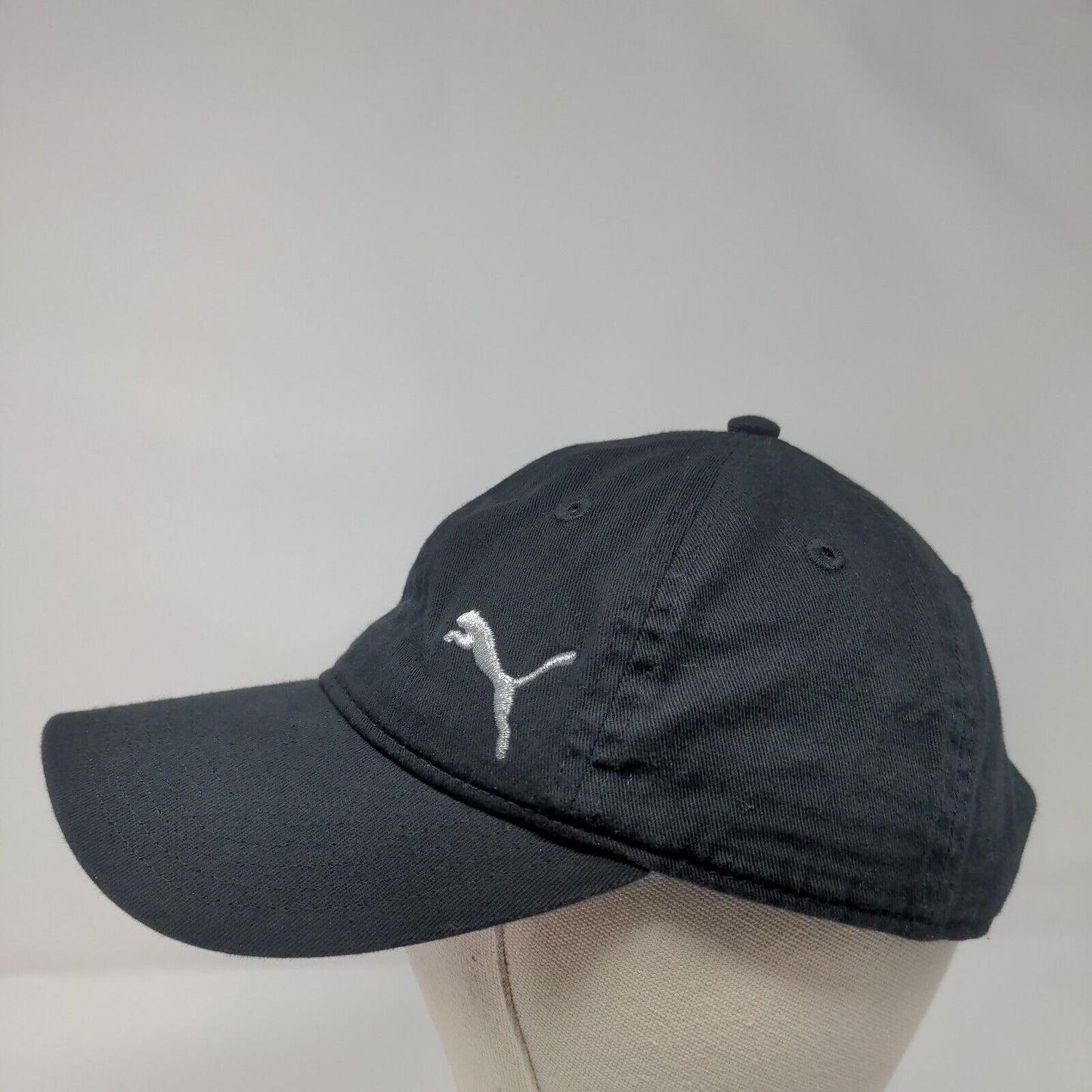 PUMA Slideback Hat Black OSFA Adjustable Embroidered 6 Panel Cotton