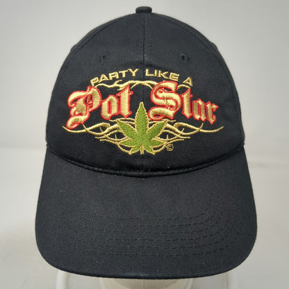 CSI Baseball Cap Black OSFM Party Like A Pot Star Marijuana Leaf Strapback Hat