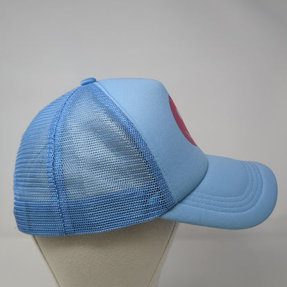 Smiley Face Snapback Mesh Back Trucker Hat Blue One Size Adjustable