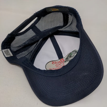 Bass Pro Shops Snapback Trucker Hat Blue OSFM Embroidered Gone Fishing Mesh Back