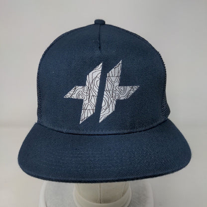 Hyperthreads Snapback Mesh Back Trucker Hat Blue One Size Embroidered