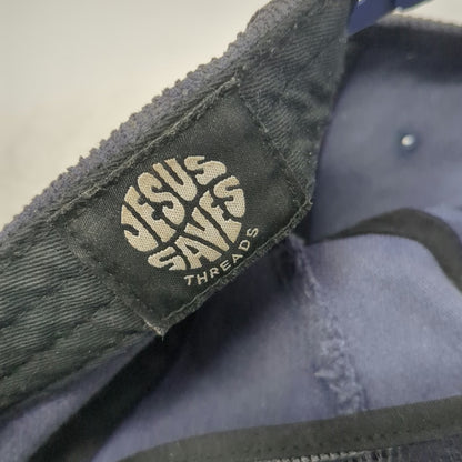 Jesus Saves Threads 5 Panel Blue One Size Corduroy Snapback Hat Embroidered