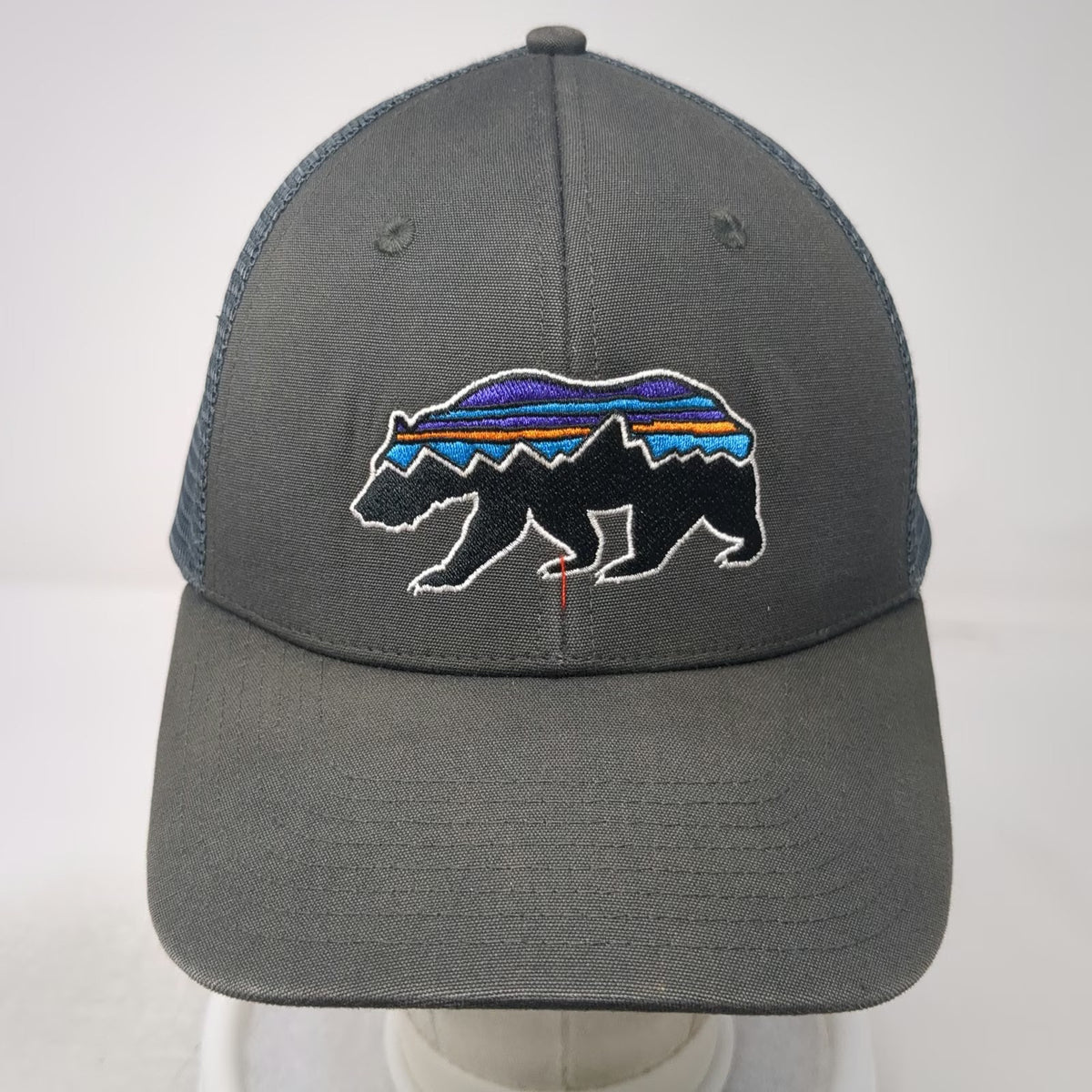 Patagonia Gray One Size Trucker Hat Fitz Roy Bear Mesh Back Snapback Mountains