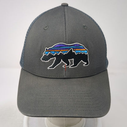 Patagonia Gray One Size Trucker Hat Fitz Roy Bear Mesh Back Snapback Mountains