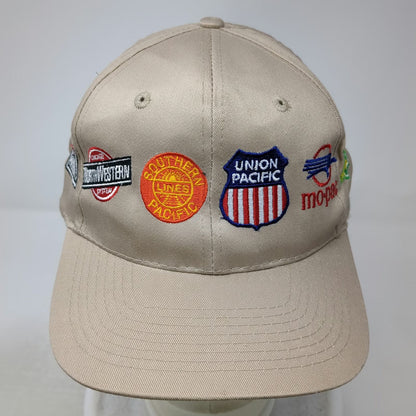 Cobra Caps Snapback Hat Beige One Size Union Pacific Railroad Multi-Logo Cotton