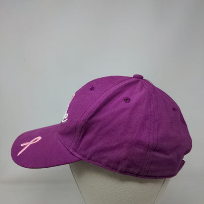 Believe Strapback Hat Purple OSFM Embroidered Pink Ribbon 6 Panel