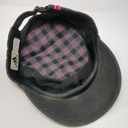 Adidas Army Cap Gray One Size Slideback Plaid Lining Pink Logo Adjustable Hat