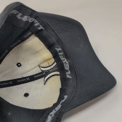 Hurley Fitted Hat Black L/XL Embroidered Vented Holes Flexfit Yupoong