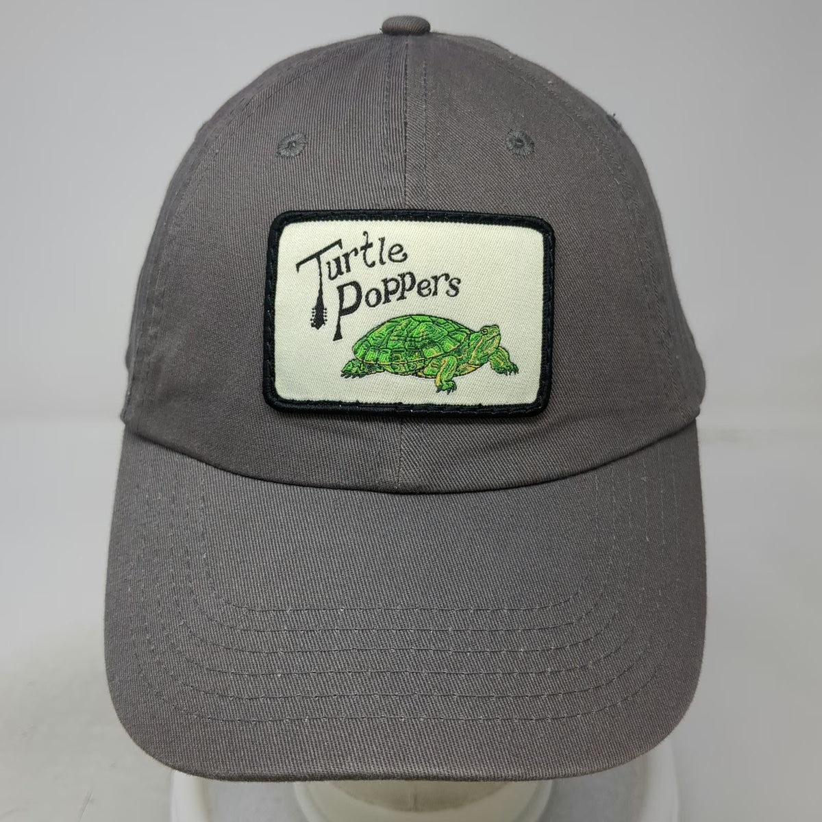 Baseball Cap Gray One Size Turtle Poppers Graphic Patch Adjustable Hat