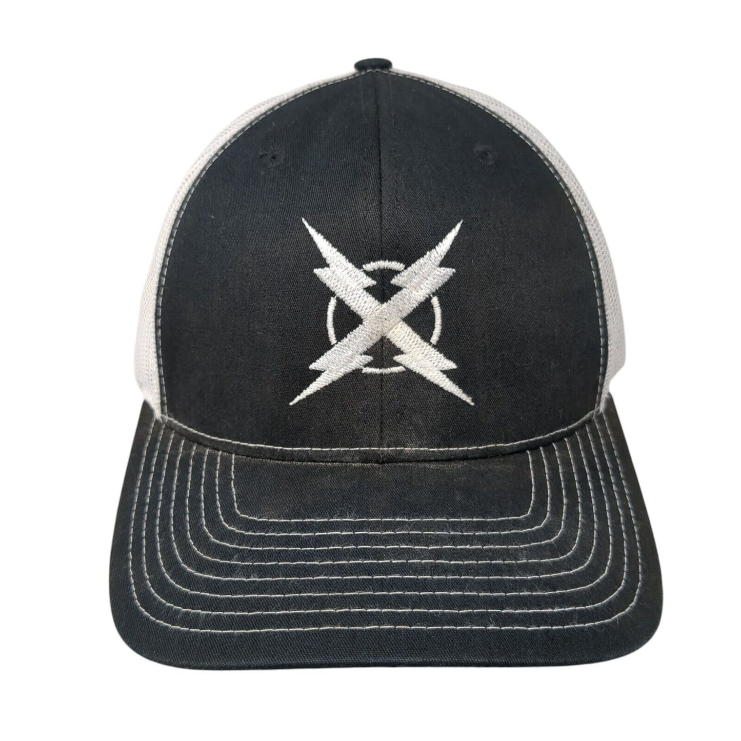 Richardson Snapback Trucker Hat Black One Size Embroidered Logo Mesh Back