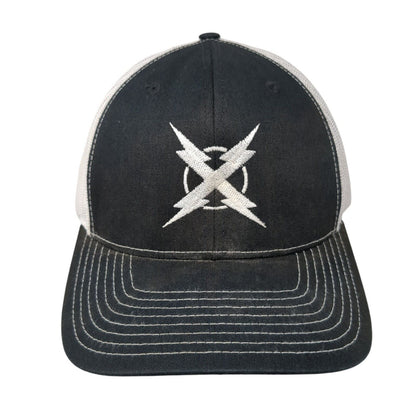 Richardson Snapback Trucker Hat Black One Size Embroidered Logo Mesh Back