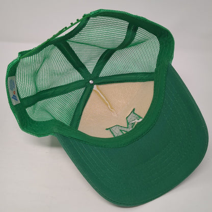 Letter M Snapback Mesh Back Trucker Hat Green One Size Embroidered Logo
