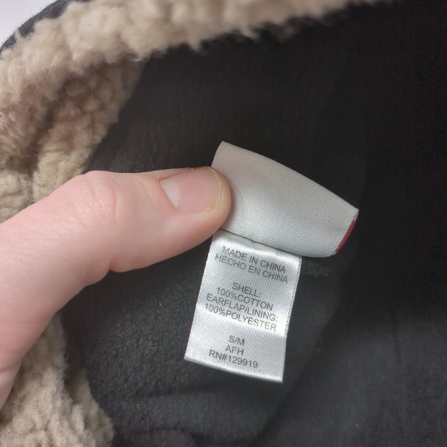 Levi's Leather Patch Fitted Trapper Hat Black S/M Ear Flap Sherpa