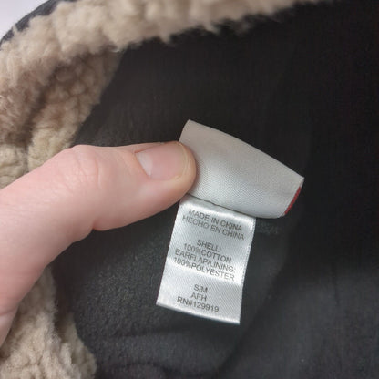 Levi's Leather Patch Fitted Trapper Hat Black S/M Ear Flap Sherpa