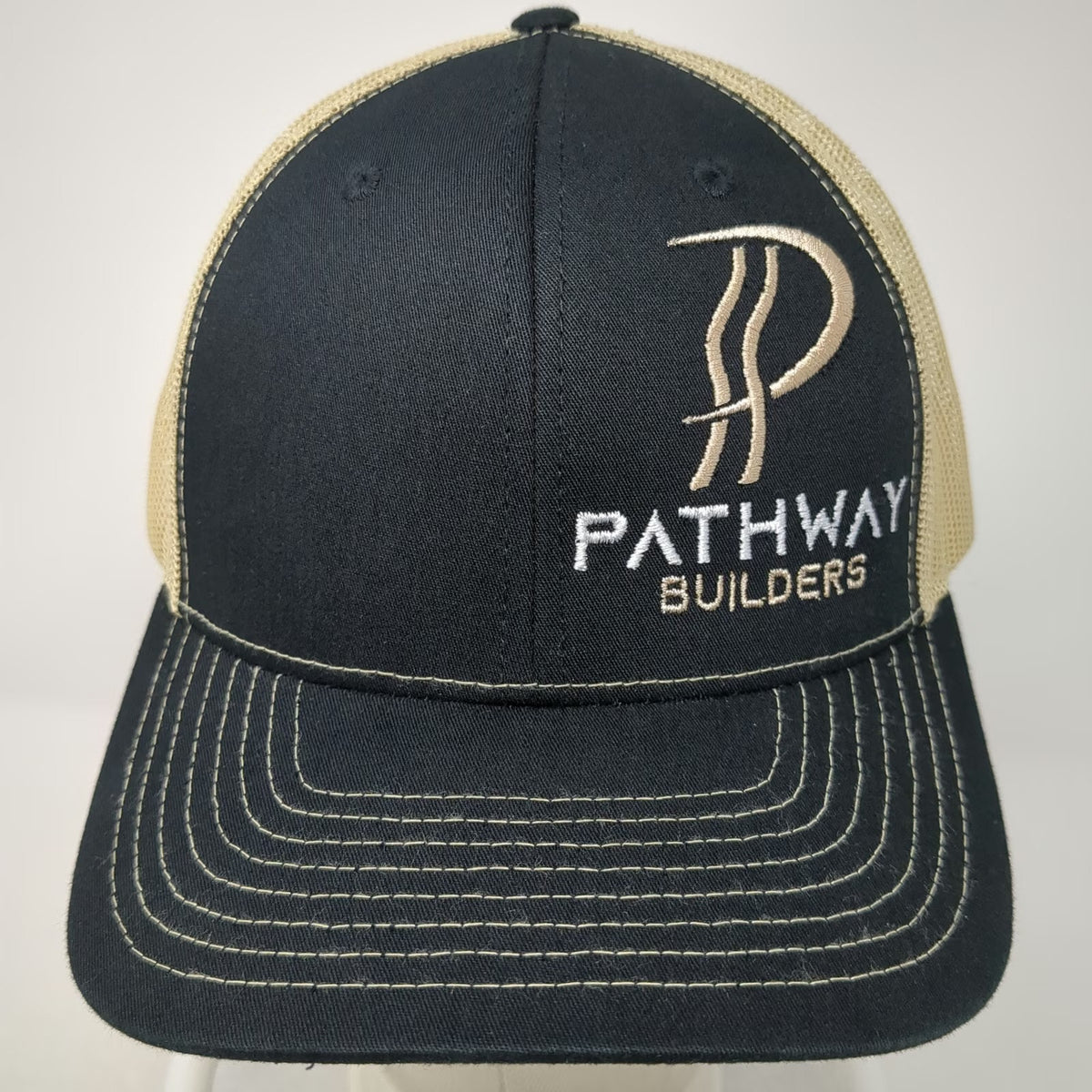 Richardson Trucker Hat Black One Size Pathway Builders Mesh Snapback Contrast
