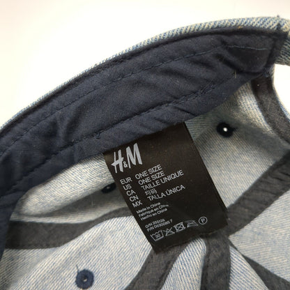 H&M Slideback Hat Blue One Size Adjustable Vented Holes 6 Panel Denim Blank
