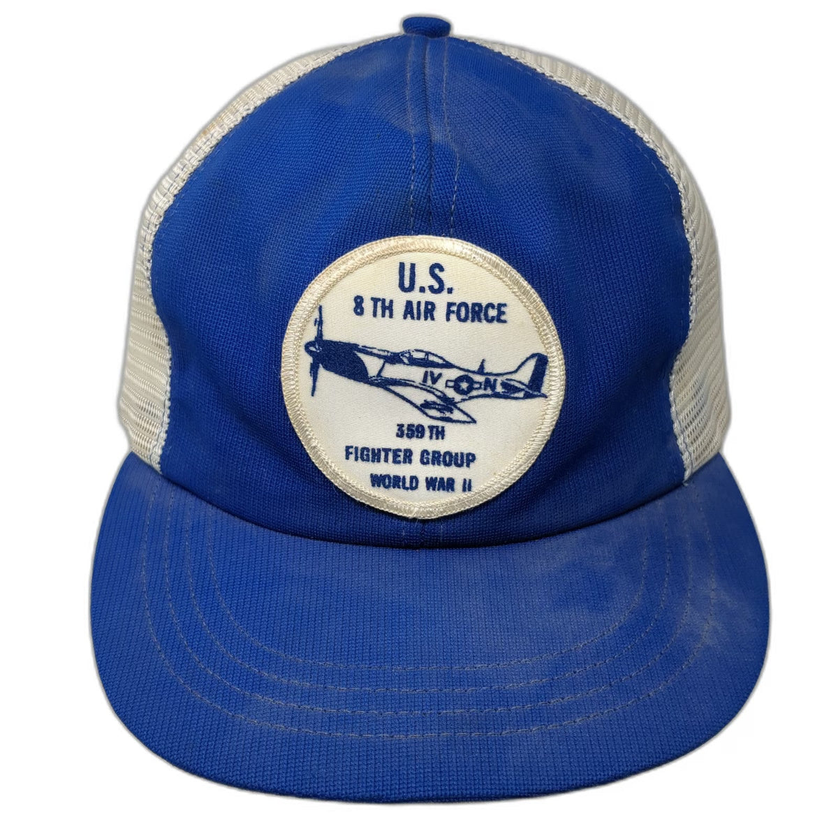 US 8th Air Force 359th Fighter Group WWII Trucker Hat Blue White L Mesh Patch