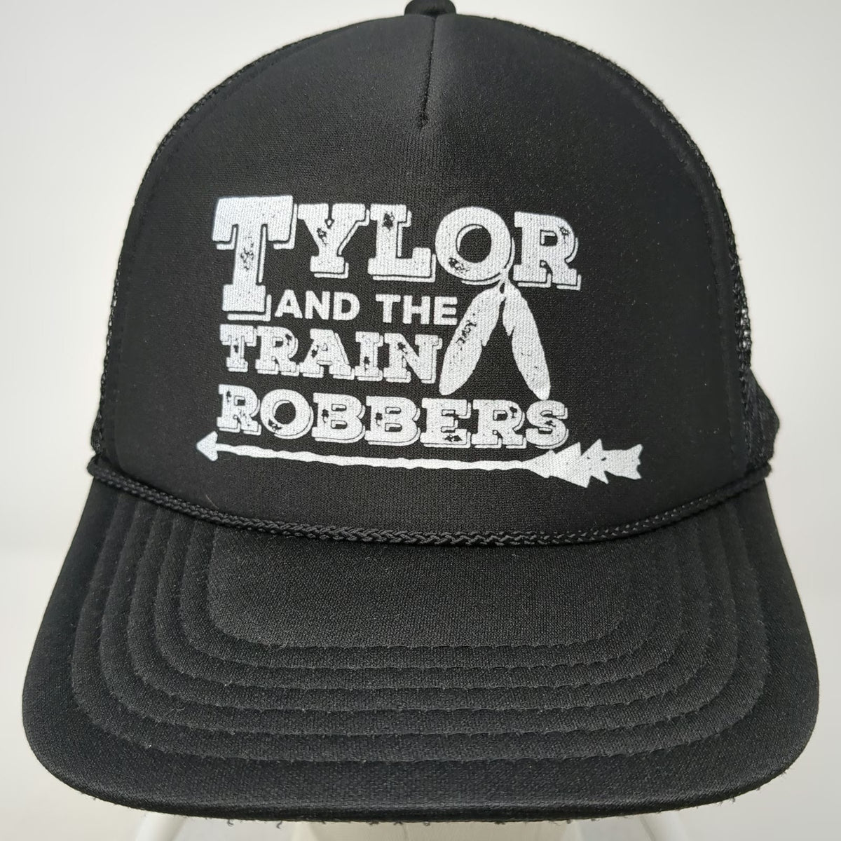 Otto Trucker Hat Black One Size Tylor and the Train Robbers Band Mesh Foam Rope