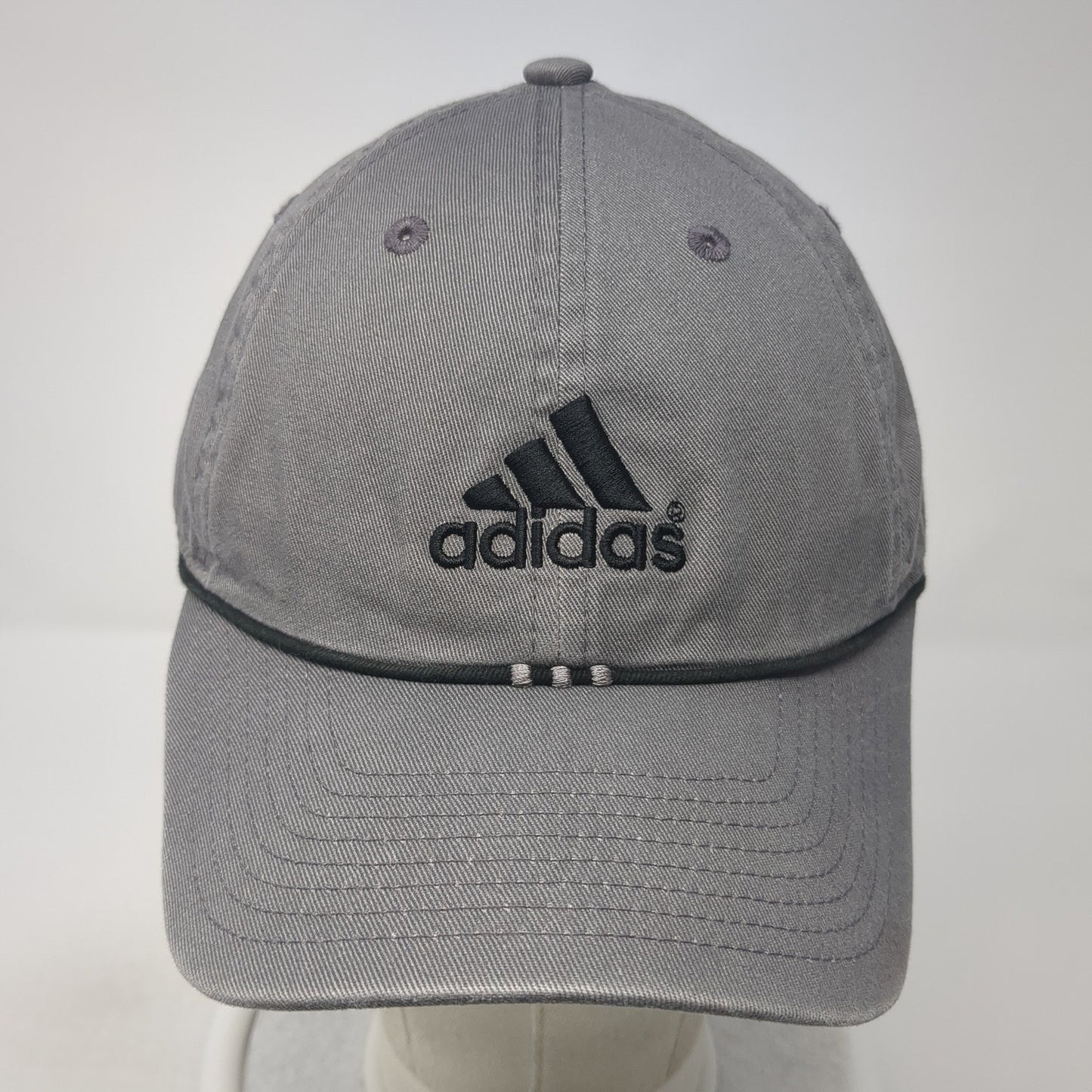 Adidas Slideback Hat Gray One Size Embroidered Logo 3 Stripes Outdoor