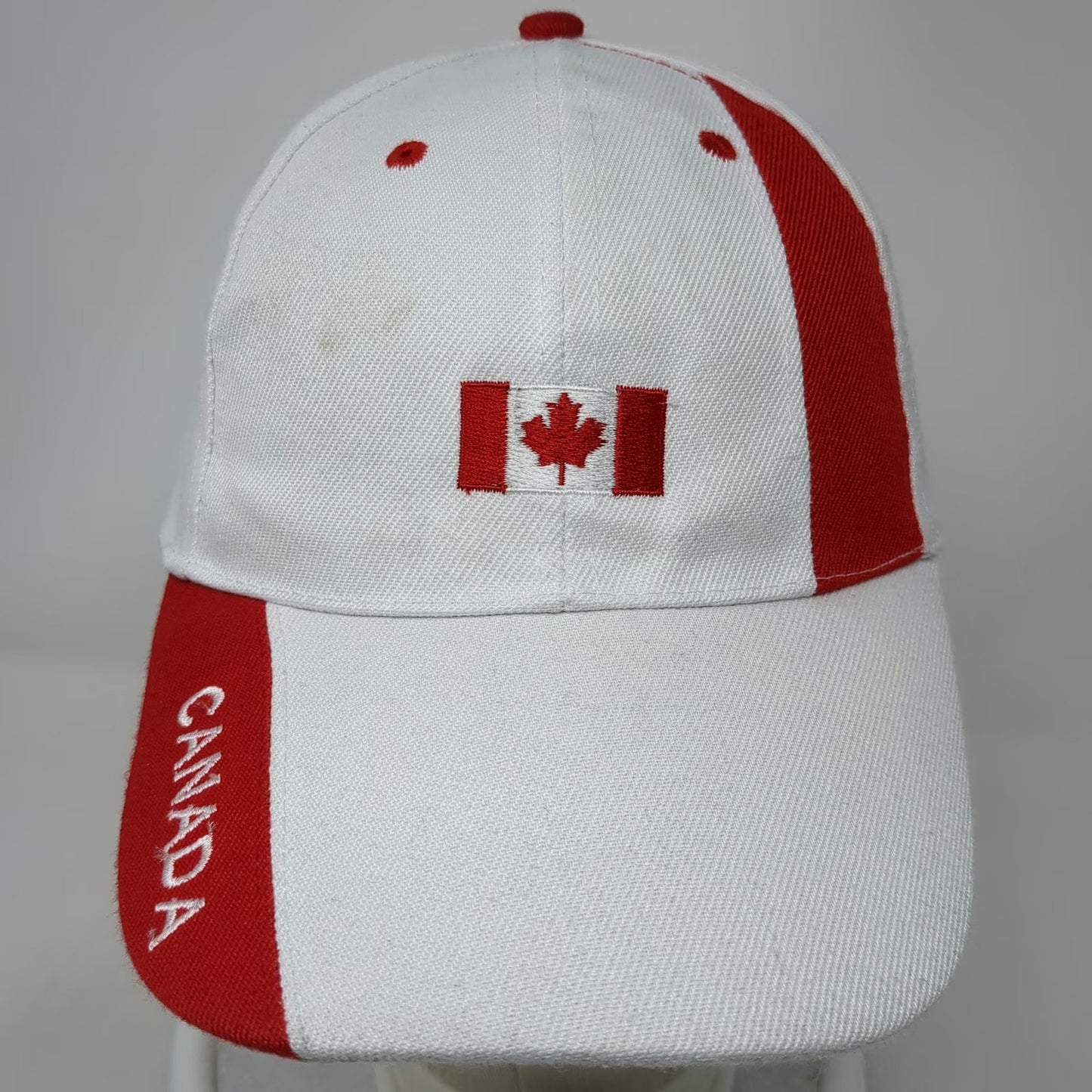 White Red Canada Flag Maple Leaf One Size Baseball Cap Hat Strapback Souvenir