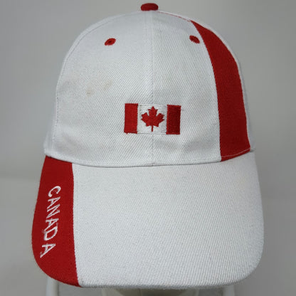 White Red Canada Flag Maple Leaf One Size Baseball Cap Hat Strapback Souvenir