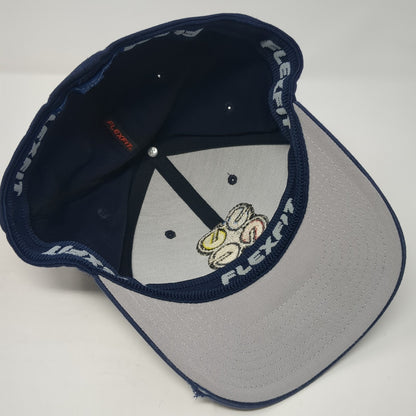 Quad Fitted Hat Blue XL Embroidered Logo Solid Flexfit Port Authority