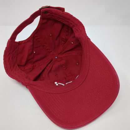 ECCO Slideback Hat Red One Size Adjustable Embroidered Vented Holes 6 Panel