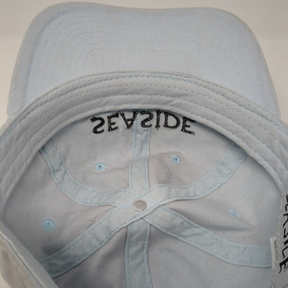 Sea Side Strapback Hat Blue One Size Adjustable Embroidered Vented Holes 6 Panel
